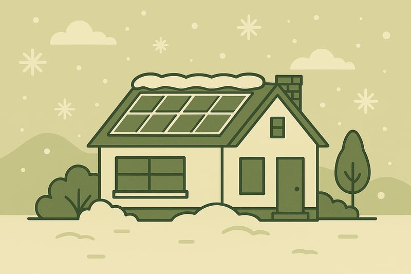 太陽光パネルを搭載した雪国の住宅